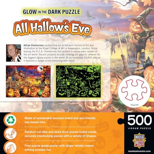 MasterPieces 500 Piece Glow in The Dark Halloween Jigsaw Puzzle - All Hallow's Eve - 15"x21" - Image 3