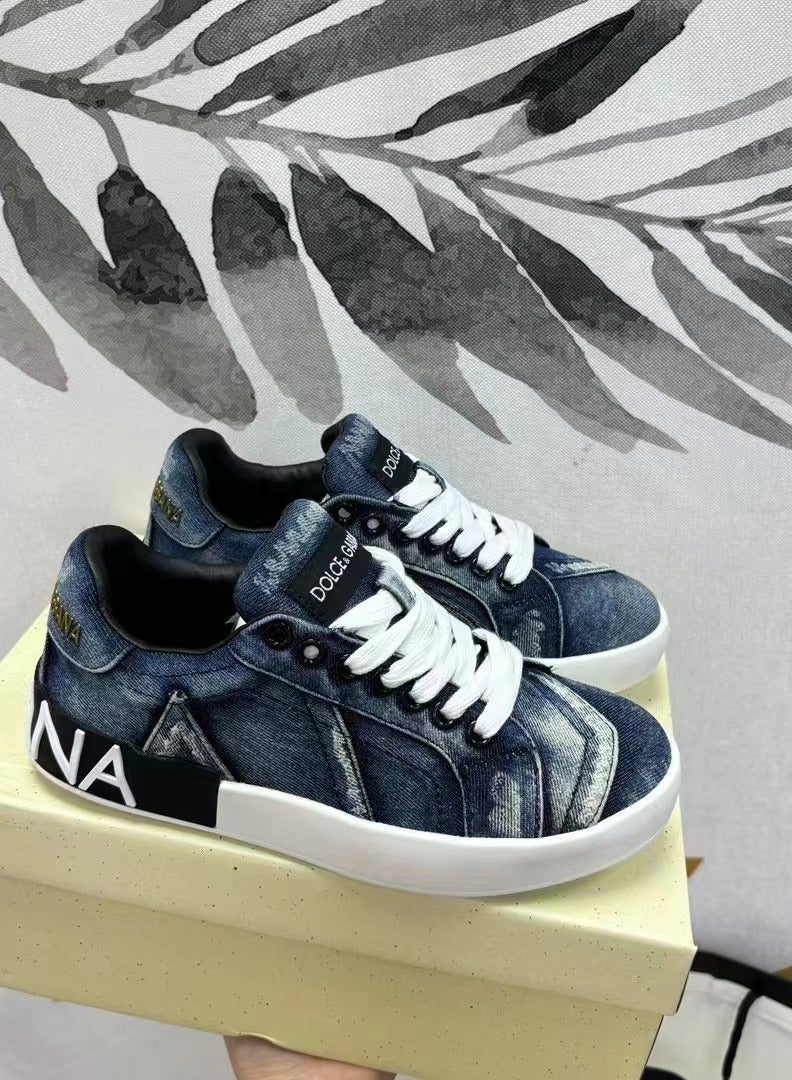 D&G Portofino Calfskin Sneakers with DG Logo - Image 1