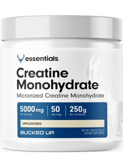 Bucked Up Creatine Monohydrate 250 Grams Micronized Powder, Essentials (50 Servings) 