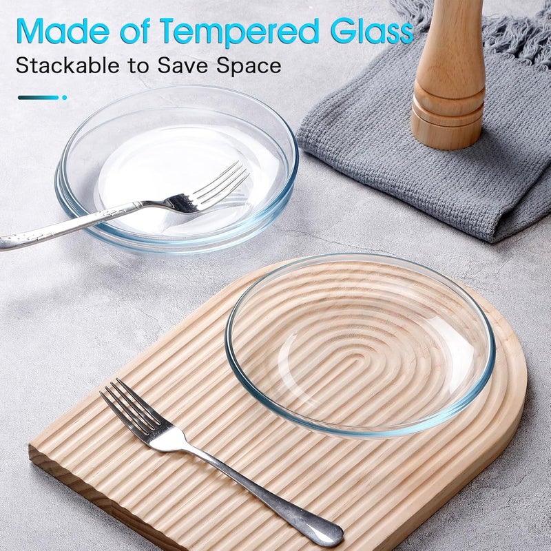 NUTRIUPS 3 Pack 7 inch Small Glass Plates - with Lipped Edge - Clear Tempered Glass Dessert Plates, Glass Plate Set for Appetizer, Fruits, Cake, Salad, Dishwasher and Microwave Safe - Image 4