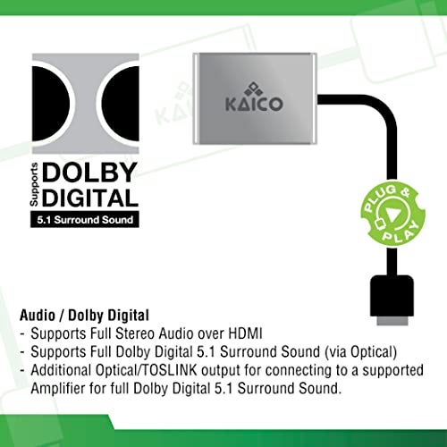 Kaico Original Xbox to HDMI Adapter– HD Link Cable for Original Xbox Console– Supports 480i/480p/720p/1080i– Dolby Digital 5.1 via Optical Port– Plug & Play Converter with Toslink Audio Support - Image 5