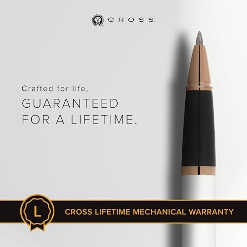 Cross Bailey White & Rose Gold Refillable Rollerball Pen – Medium Point, Black Ink, Presented in a Premium Gift Box - Image 4