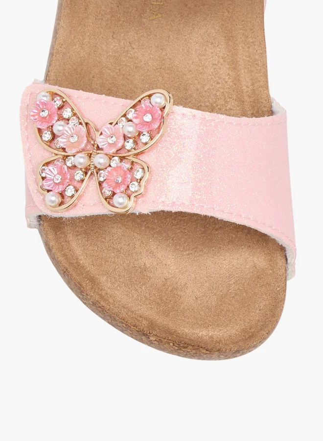 Flora Bella By Shoexpress Butterfly Accent Sandals with Hook and Loop Closure