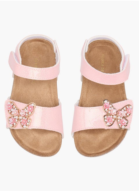 Butterfly Accent Sandals with Hook and Loop Closure