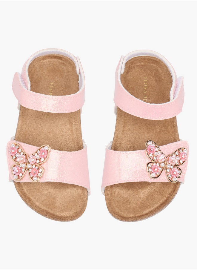 Flora Bella By Shoexpress Butterfly Accent Sandals with Hook and Loop Closure  - Image 1