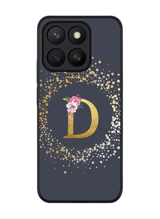 Stylizedd For Honor X8c Case,Slim fit Camera Protection, Shockproof Thin Phone cover  - Custom Monogram Floral - D  (Grey )
