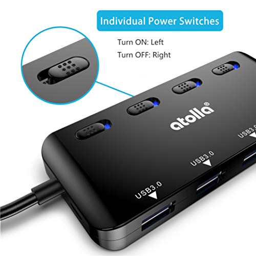 atolla USB SD Card Reader, atolla USB Hub with SD/Micro SD Card Reader, USB Splitter with 3 USB Ports, 2 Card Slots and Individual LED Power Switches - Image 5