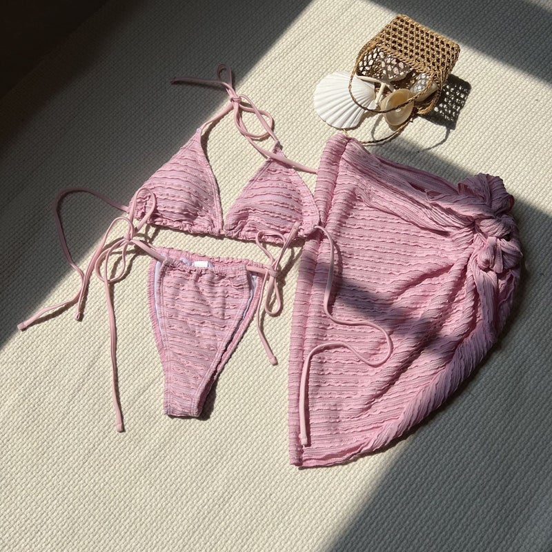 2024 Candy Series Specialty Fabric Bikini Set Pink  - Image 1
