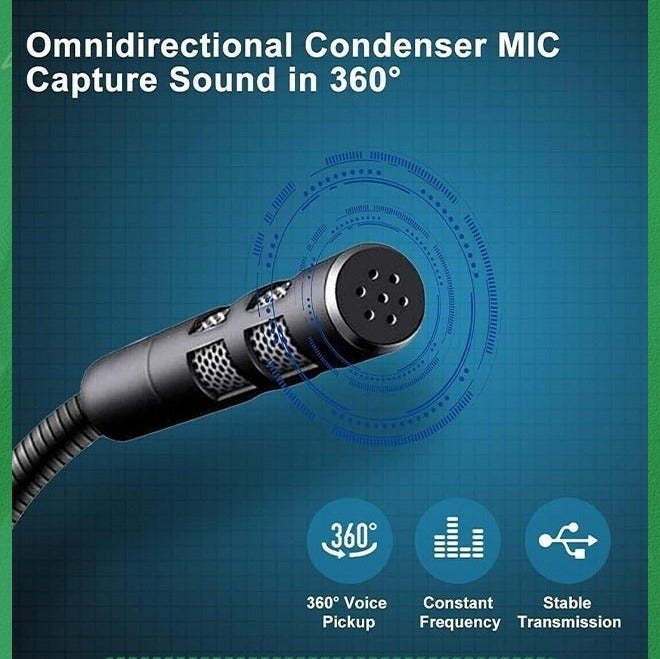USB Computer Microphone,Plug and Play Desktop PC Laptop Microphone with Mute Button and LED Indicator for Streaming, Podcasting, Recording, Gaming, Skype, YouTube Mic for Mac or Window Black. - Image 2