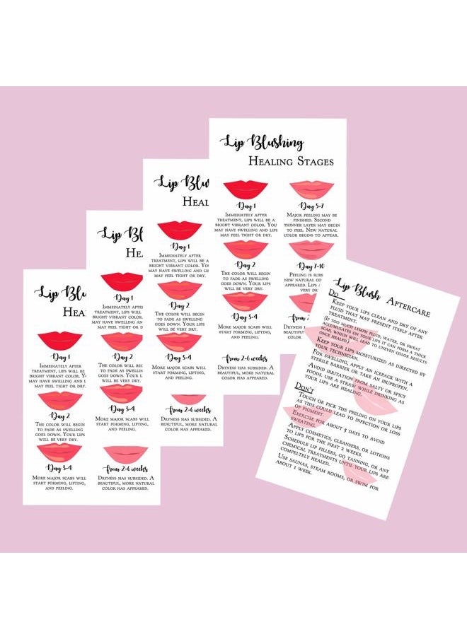 Boutique Marketing LLC Boutique Marketing LLC Lip Blush Stages of Healing and Aftercare Instructions Cards,Package of 50,Double Sided Size 2x3.5 inch inches Business Card,Lips Design,white,red,pink,black  - Image 5