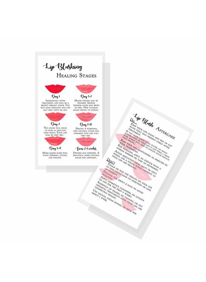 Boutique Marketing LLC Boutique Marketing LLC Lip Blush Stages of Healing and Aftercare Instructions Cards,Package of 50,Double Sided Size 2x3.5 inch inches Business Card,Lips Design,white,red,pink,black  - Image 1