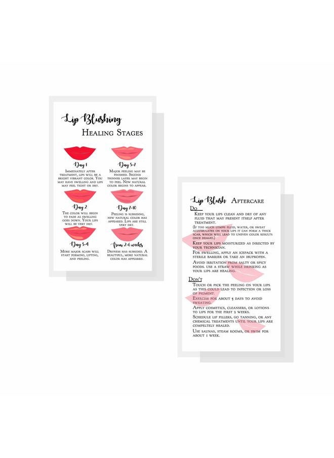 Boutique Marketing LLC Boutique Marketing LLC Lip Blush Stages of Healing and Aftercare Instructions Cards,Package of 50,Double Sided Size 2x3.5 inch inches Business Card,Lips Design,white,red,pink,black  - Image 2