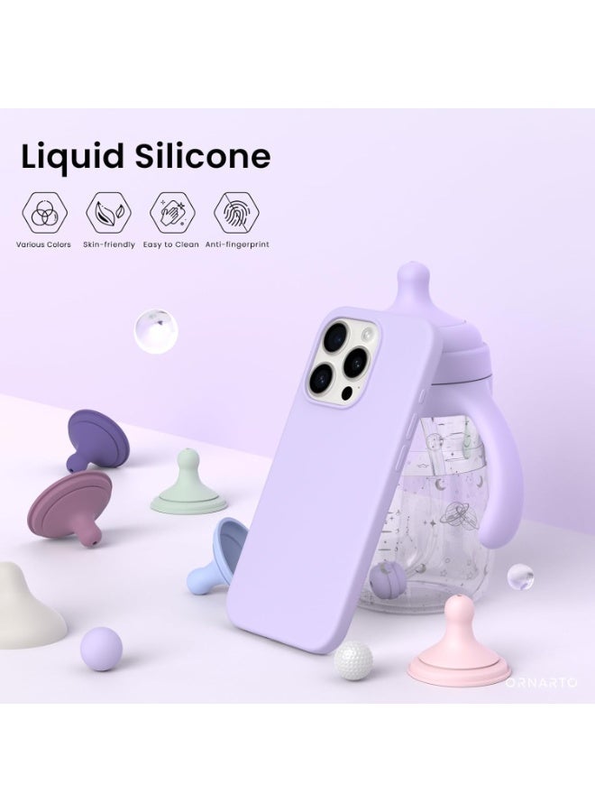 جراب متوافق مع iPhone 15 Pro Max مقاس 6.7 بوصة، جراب هاتف نحيف من السيليكون السائل مكون من 4 طبقات من المطاط الهلامي الناعم المقاوم للصدمات مع بطانة من الألياف الدقيقة المضادة للخدش (Moov) - Image 3