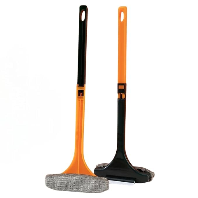 Kruthu Enterprise 2 in 1 Mesh Cleaner Brush with Windows Cleaning Wiper and Extended Handle Multipurpose Double Sided with Hanging Hole Used to Clean Mosquito Nets, Glass, Tabletop Etc Multicolor - Image 1