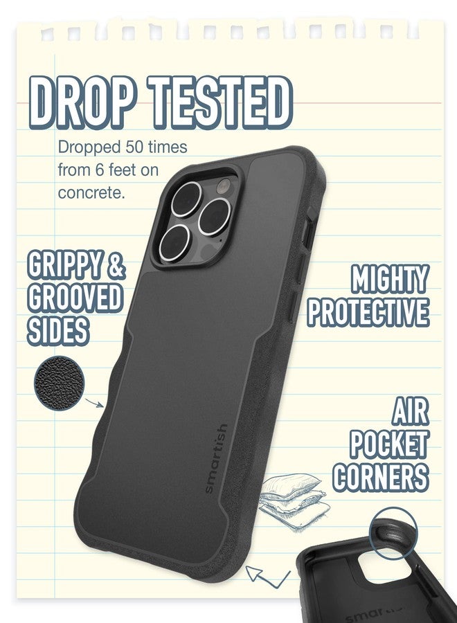 سمارتيش جراب Smartish® المغناطيسي الواقي لهاتف iPhone 14 Pro - Gripzilla متوافق مع MagSafe [متين وقوي] غطاء نحيف شديد التحمل مع حماية مُختبرة ضد السقوط لهاتف Apple iPhone 14 Pro - لون أسود أنيق - Image 2