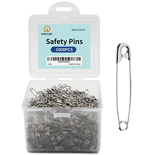 vrupin 1000 Pcs Assorted Safety Pins, 1.1 Inch Rust-Resistant Steel Wire Silver Sewing Pins for Clothes & Crafts Use - Image 1