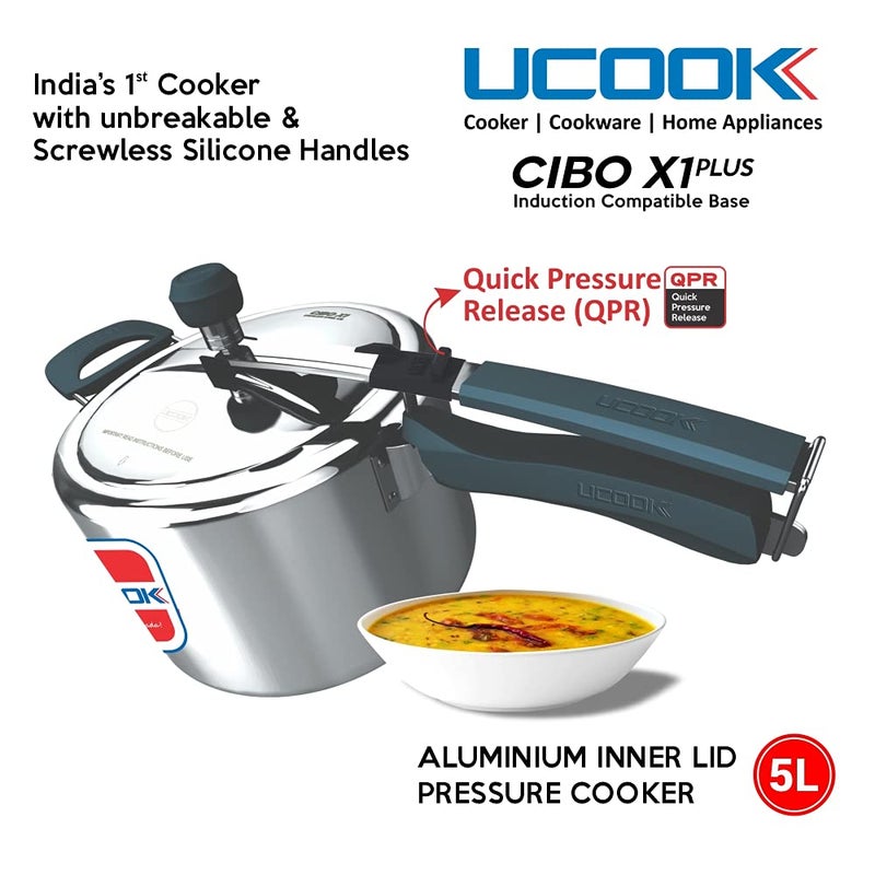 Ucook Cibo X1 Plus Aluminium Induction Pressure Cooker With Silicone Handles, 5 Litre - Image 2