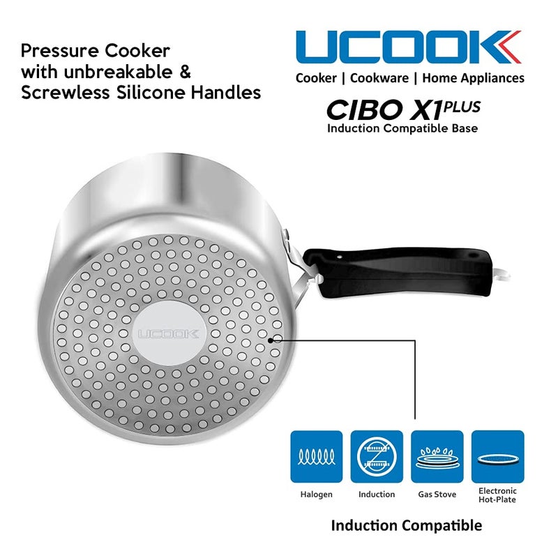 Ucook Cibo X1 Plus Aluminium Induction Pressure Cooker With Silicone Handles, 5 Litre - Image 4