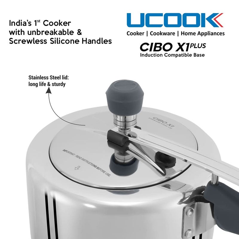 Ucook Cibo X1 Plus Aluminium Induction Pressure Cooker With Silicone Handles, 5 Litre - Image 5