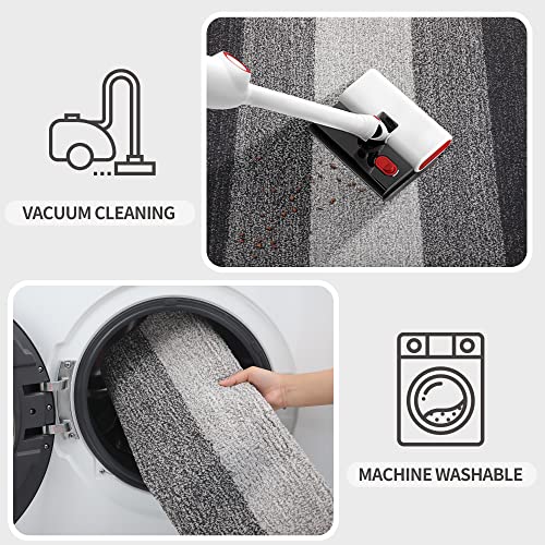 Kitinjoy Indoor Outdoor Door Mat, 32x20 Non-Slip Absorbent Dirt Trapper, Low-Profile Washable Inside Entrance Front Floor Mat, Sturdy Soft Entry Doormats for Entryway, Grey - Image 5