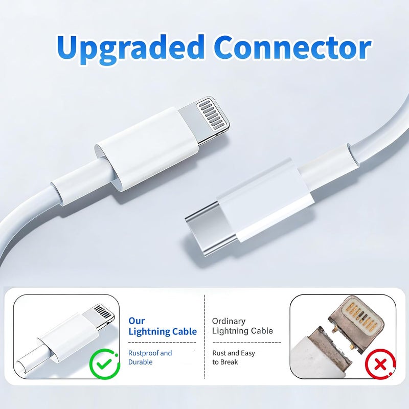 Ximytec [MFi Certified] USB C to Lightning Cable 3Pack 10FT iPhone Fast Charger Cable Type C Charging Cord Compatible with iPhone 14 13 13 Pro Max 12 12 Pro Max 11 XS XR X 8 iPad,White - Image 5