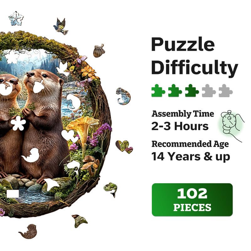 Jigfoxy Wooden Puzzles for Adults Otter Couple Wood Puzzle for Adults Unique AnimalShaped Wooden Jigsaw Puzzle Valentines Day Gifts for Family and Friends S81 84in102pcs - Image 4