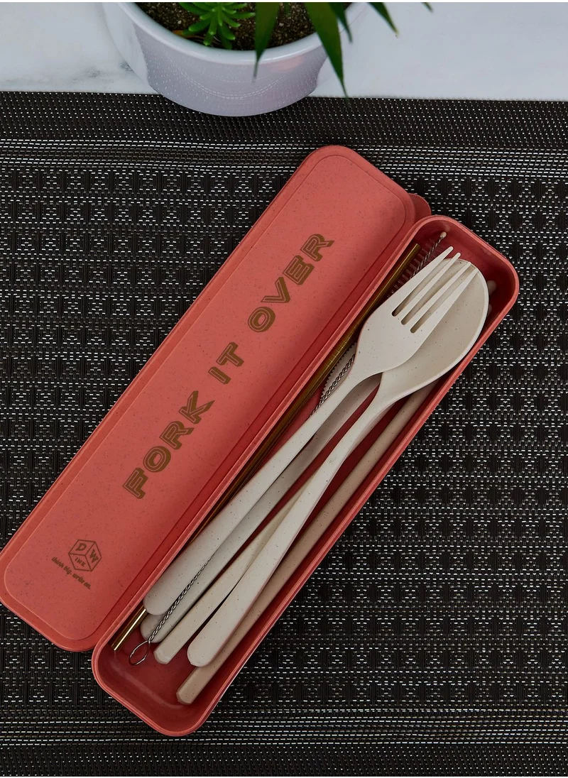 DesignWorks Ink Portable Flatware Set  Straw - Fork It Over