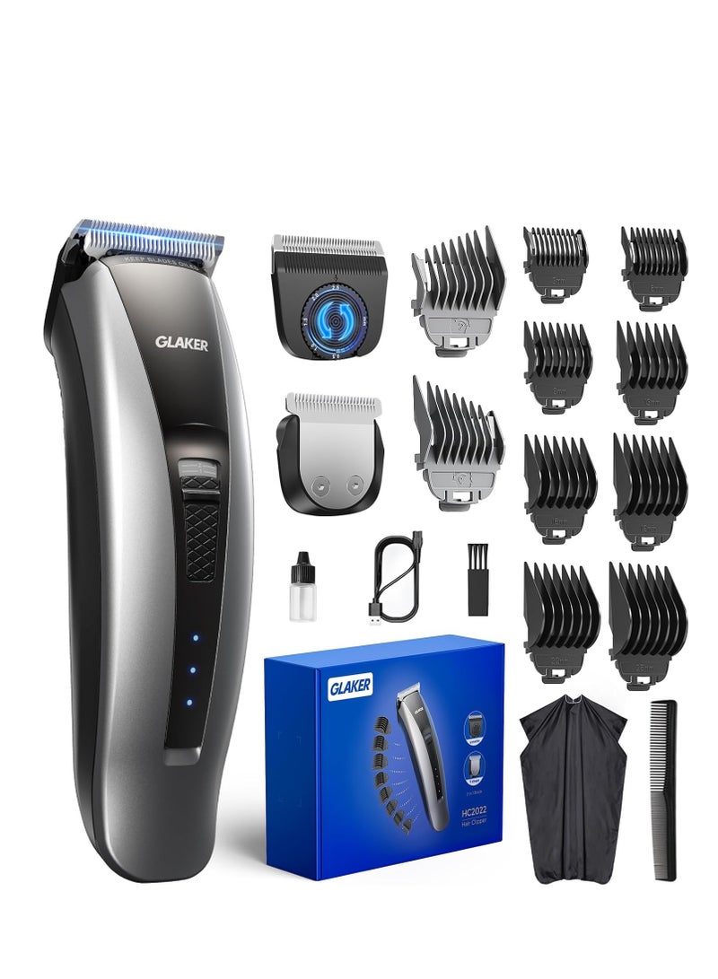 GLAKER GLAKER Hair Clippers for Men - Cordless 2 in 1 Versatile Hair Trimmer with 10 Guards, 2 Detachable Blades & Turbo Motor, Professional Beard Grooming Kit for Barbers, USB C Rechargeable  - Image 1