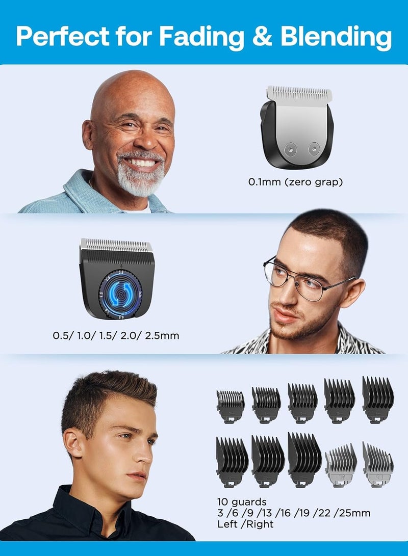 GLAKER GLAKER Hair Clippers for Men - Cordless 2 in 1 Versatile Hair Trimmer with 10 Guards, 2 Detachable Blades & Turbo Motor, Professional Beard Grooming Kit for Barbers, USB C Rechargeable  - Image 4