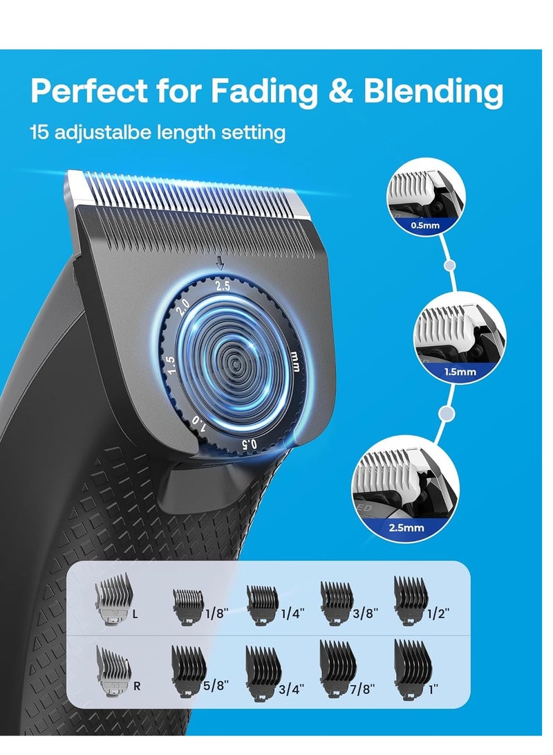 GLAKER GLAKER Hair Clippers for Men - Cordless 2 in 1 Versatile Hair Trimmer with 10 Guards, 2 Detachable Blades & Turbo Motor, Professional Beard Grooming Kit for Barbers, USB C Rechargeable  - Image 5