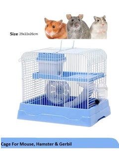 vsell24 Small Animals Hamster Cage with Running Exercise Wheel Water Bottle For Hamster, Mouse, Hedgehog, Mice, Gerbil, Habitat, 30X23X25.5Cm  - Image 1