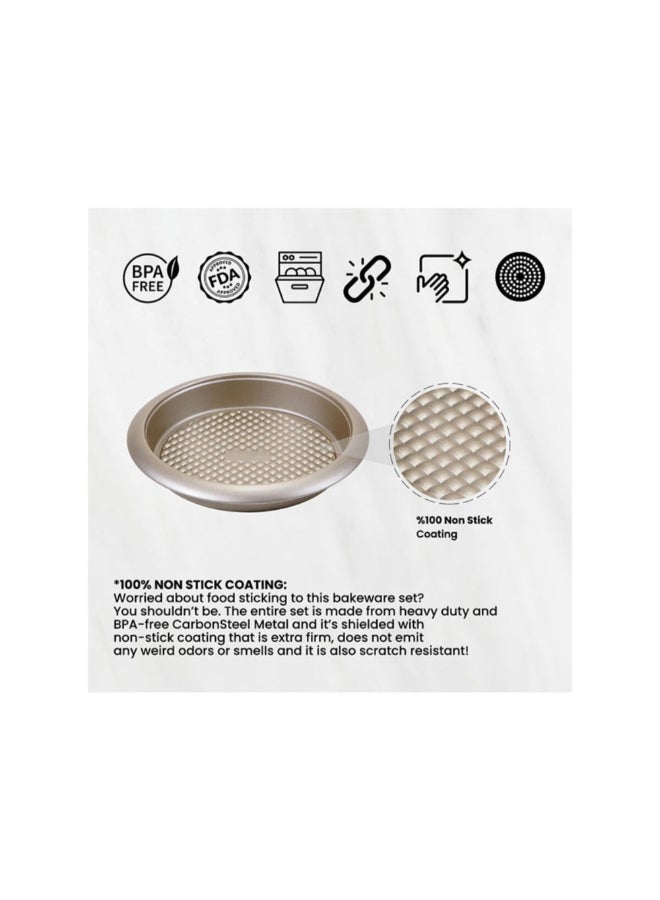 Penguen 4-Piece Dishwasher Safe Non-Stick Coating Bakeware Set Gold 43 x 10 x 33 cm D311E1 - Image 3