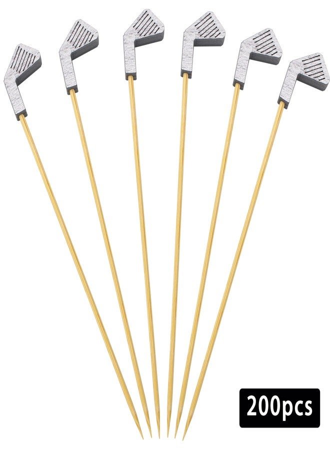 BLUETOP BLUE TOP 200PCS 4.7 Inch Silver Golft Club Bamboo Cocktail Picks Bamboo Toothpicks Fruit Picks for Golft Themed Party Appetizers Cocktail Decorations Charcuterie Board - Image 3