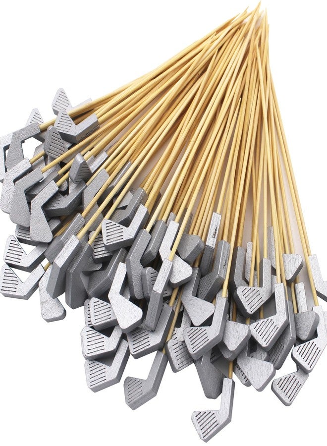 BLUETOP BLUE TOP 200PCS 4.7 Inch Silver Golft Club Bamboo Cocktail Picks Bamboo Toothpicks Fruit Picks for Golft Themed Party Appetizers Cocktail Decorations Charcuterie Board - Image 1