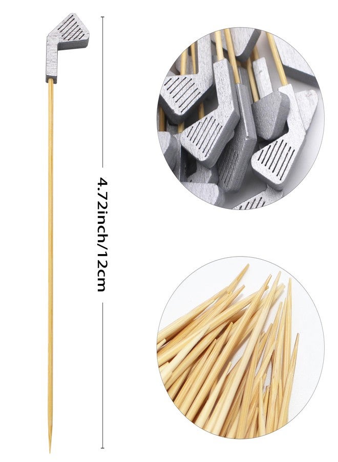 BLUETOP BLUE TOP 200PCS 4.7 Inch Silver Golft Club Bamboo Cocktail Picks Bamboo Toothpicks Fruit Picks for Golft Themed Party Appetizers Cocktail Decorations Charcuterie Board - Image 2