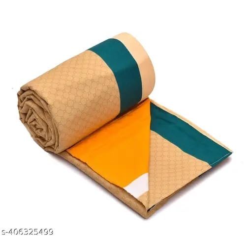 YaAkholic YaAkholic Glace Cotton 210 TC Single Bed Size Duvet CoverQuilt CoverRajai CoverBlanket Cover with Zipper 60x90 InchesYellow Stripe  - Image 4