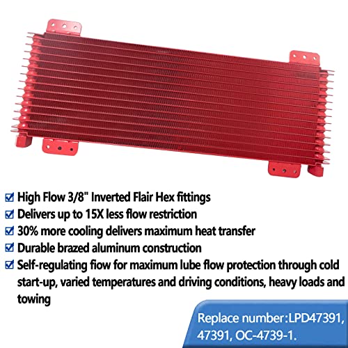 PANDOUTO 40k Transmission Oil Cooler Kit，Low Pressure Drop Transmission Oil Cooler suitable for Heavy Duty 40,000 GVW Max，including Mounting Hardware,Towing Applications, Easy to Install,LPD47391, 47391 - Image 3