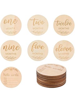 Gonice 14 Piece Wooden Baby Monthly Milestone Photo Cards, Baby Announcement Cards, Baby Milestone Discs for Newborn Baby Shower Gifts  - Image 3