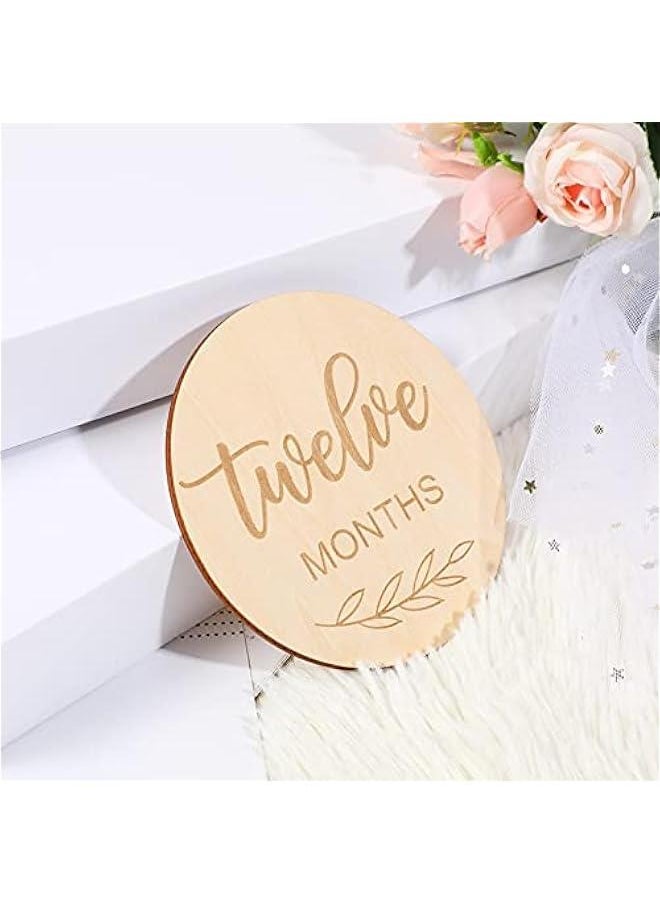 Gonice 14 Piece Wooden Baby Monthly Milestone Photo Cards, Baby Announcement Cards, Baby Milestone Discs for Newborn Baby Shower Gifts  - Image 4