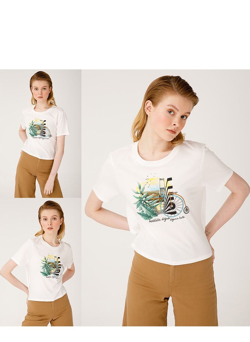 Biggdesign Biggdesign Printed Short Sleeve Women's T-Shirt Soft Cotton  - Image 4
