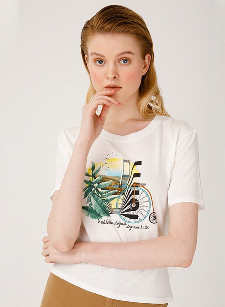 Biggdesign Biggdesign Printed Short Sleeve Women's T-Shirt Soft Cotton  - Image 2