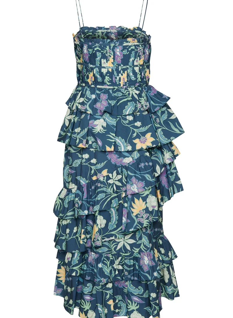 ترو ديكادينس Petrol Blue Folk Floral Midi Dress