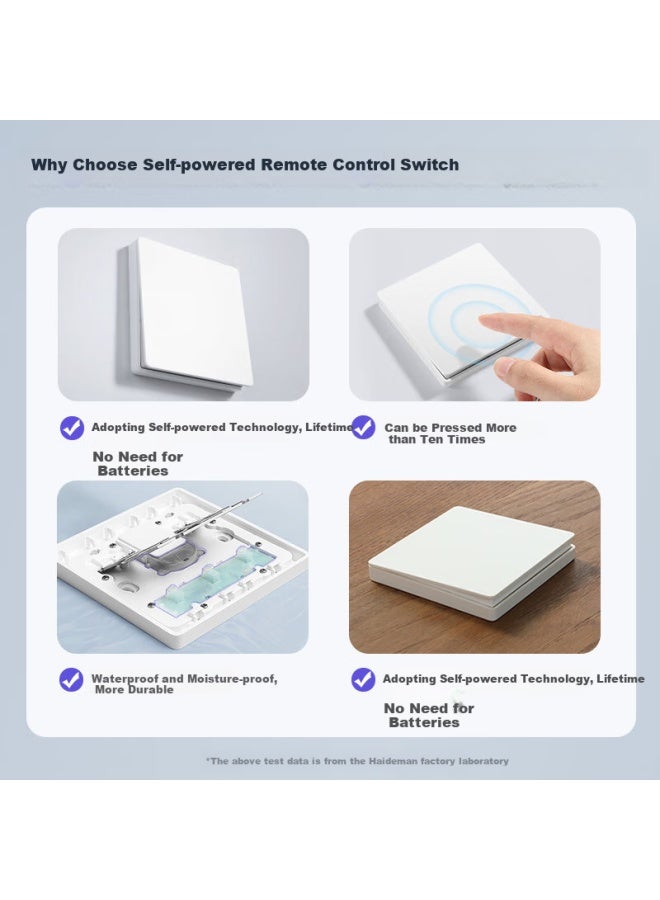 Advent Wireless Remote Control Switch Self-powered Smart No-wiring Dual Control Panel Remote Controller Mother And Child Anywhere Stick - Image 3