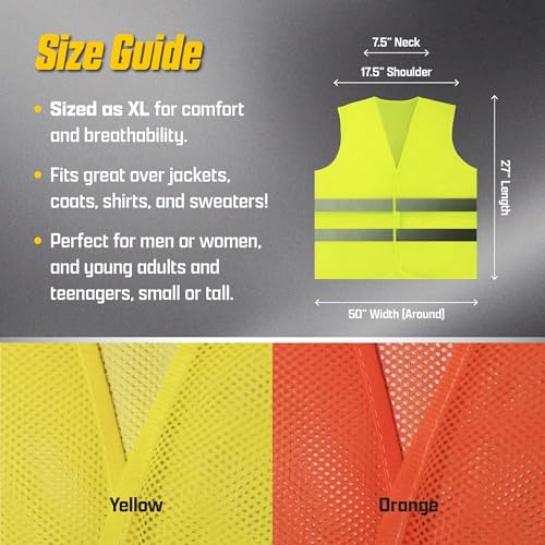 PeerBasics Safety Vests 5 Pack - Orange Reflective High Visibility, Men Women - Image 4