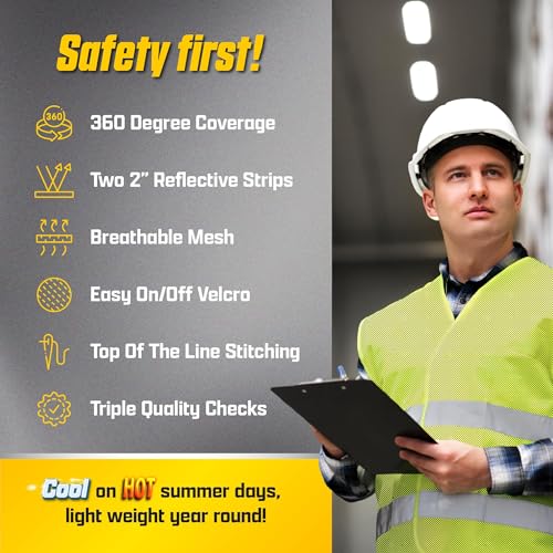 PeerBasics Safety Vests 5 Pack - Orange Reflective High Visibility, Men Women - Image 3