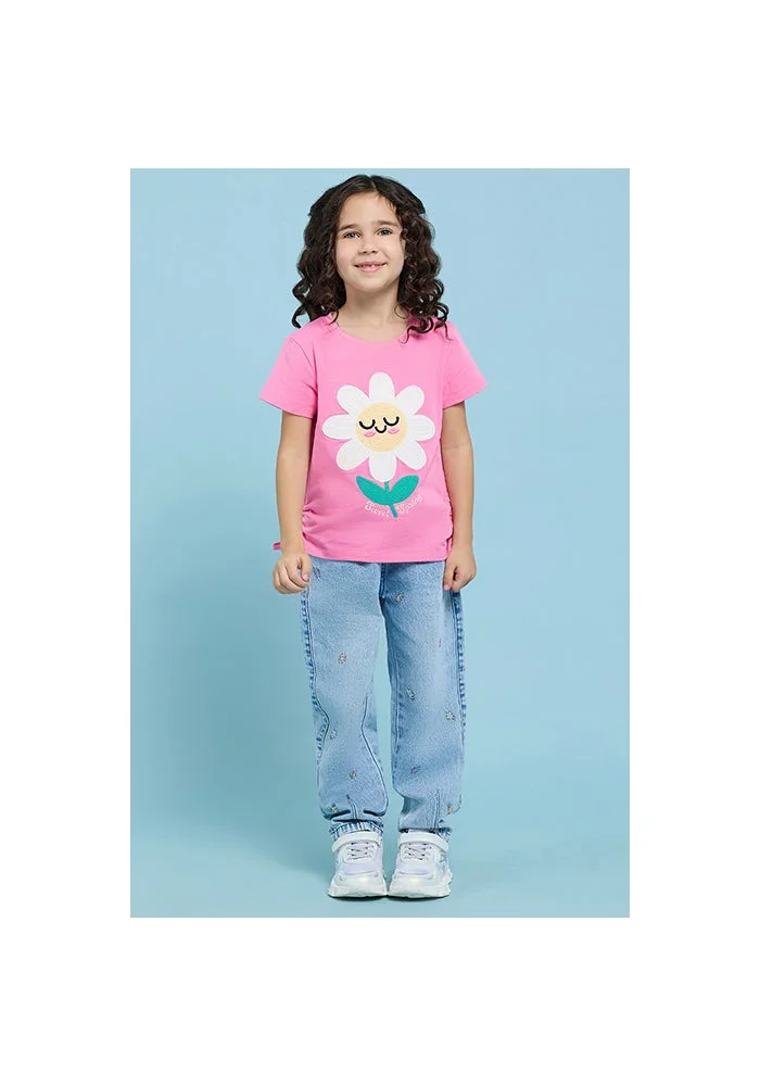 أر أند بي Embroidered Relaxed Fit Jeans with Elastic Waist