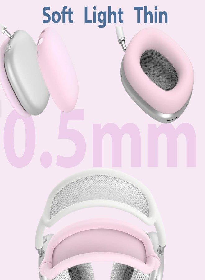 غطاء سيليكون 3 في 1 من TUNYINSH لسماعات AirPods Max، غطاء مضاد للخدش لوسادات الأذن/غطاء أكواب الأذن/غطاء عصابة الرأس لسماعات AirPods Max، ملحقات حماية سيليكون لسماعات Apple AirPods Max (وردي) - Image 3