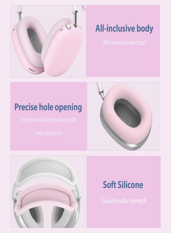 غطاء سيليكون 3 في 1 من TUNYINSH لسماعات AirPods Max، غطاء مضاد للخدش لوسادات الأذن/غطاء أكواب الأذن/غطاء عصابة الرأس لسماعات AirPods Max، ملحقات حماية سيليكون لسماعات Apple AirPods Max (وردي) - Image 4