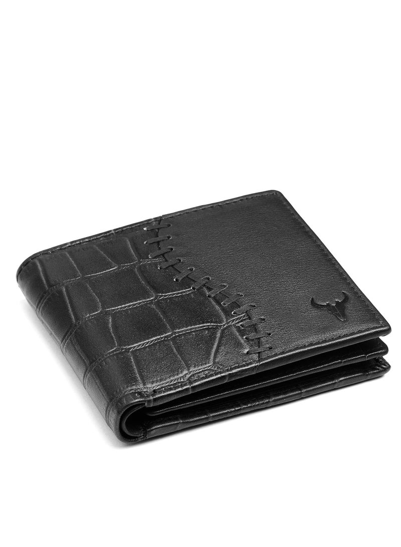 Napa Hide Black Leather Wallet for Men I 4 Card Slots I 2 Currency Compartments I 1 ID Window I 3 Secret Compartments I External Card Slot I 1 Coin Pocket  - Image 3