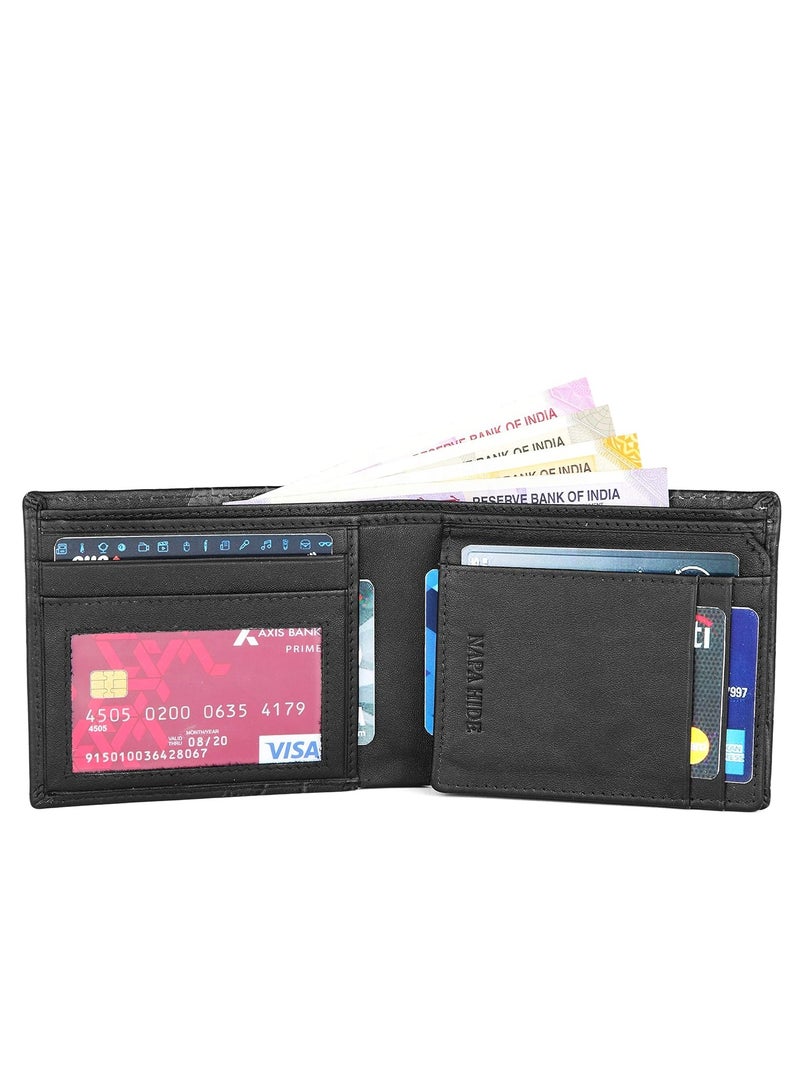 Napa Hide Black Leather Wallet for Men I 4 Card Slots I 2 Currency Compartments I 1 ID Window I 3 Secret Compartments I External Card Slot I 1 Coin Pocket  - Image 5